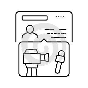 visa for journalists line icon vector illustration