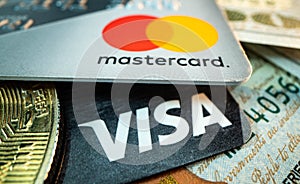 Visa, mastercard, money, dollars, cryptocurrency, bitcoin, etherium, litecoin, xrp, defi, bth, eth, btc