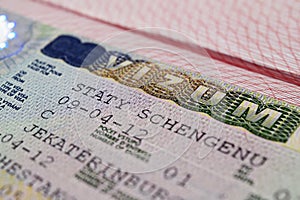 Visa in passport
