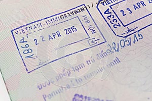 Visa passport stamp from vietnam