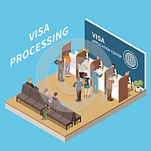 Visa Processing Isometric Background