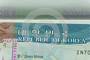 The VISA\'s of Republic of Korea, inside from Indonesia\'s Passport