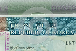 The VISA\'s of Republic of Korea, inside from Indonesia\'s Passport