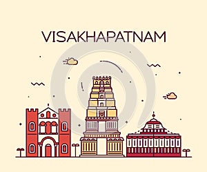 Visakhapatnam skyline vector linear style photo