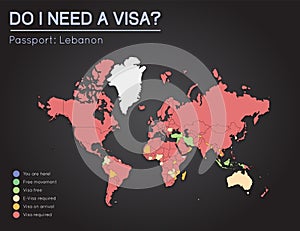 Visas information for Lebanese Republic passport.