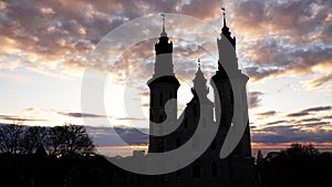 Visby cathedral  at sunset in Gotland in Sweden photo