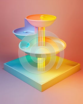 viscid fountain of color diffusing a bright and vivid light. Podium, empty showcase for packaging product presentation