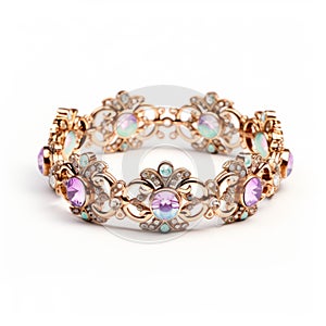 Viscountess Inspired Gold And Purple Crystal Gemstone Bracelet