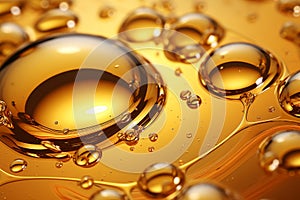 Viscous Gold oil bubbles. Generate Ai