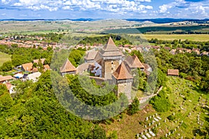 Viscri village church and cemetery in the traditional saxon village Viscri near Brasov, Romania