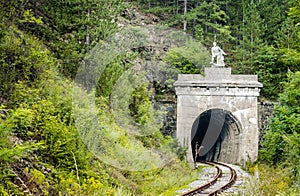 Visegrad, Bosnia, August 16, -  Bosnia and Herzegovina, 2014: Sharganska osmica. Museum-tourist complex of narrow gauge railway.