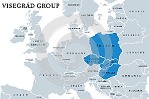 VisegrÃÂ¡d Group, VisegrÃÂ¡d Four, V4 member states political map photo