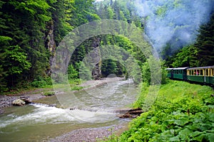 Mocanita touristic train - The last forestry steam working train in Europe. photo