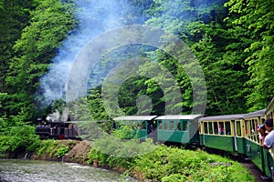 Mocanita touristic train - The last forestry steam working train in Europe. photo