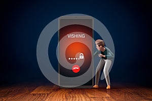 Vishing call warning on smart phone concept