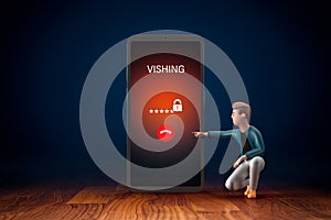 Vishing call warning on smart phone concept