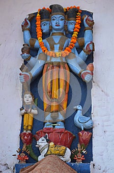 Vishnu Blue Statue of a Hindu Deity in Varanasi, India