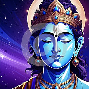 Vishnu face closing eyes illustration