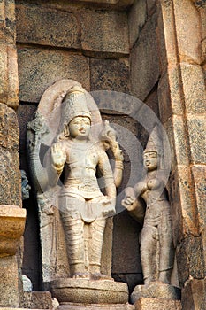 Vishnu with his consorts, niche on the western wall, Brihadisvara Temple, Gangaikondacholapuram, Tamil Nadu