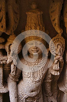 Vishnu Sculpture, Inner wall of Rani ki vav, an intricately constructed stepwell on the banks of Saraswati River. Patan, Gujarat