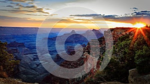 Vishnu Temple in the Grand Canyon from the North Rim Cape Royal at Sunset photo