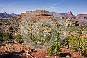 Vishnu Temple and Horseshoe Mesa Landscape Panorama in Grand Canyon National Park Arizona
