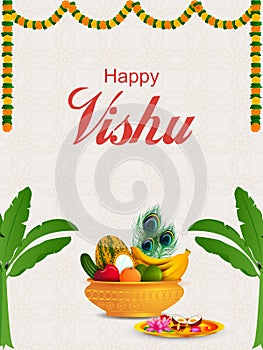 Vishu, Hindu holiday religious festival background for Happy New Year celebrated in South India