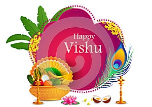 Vishu, Hindu holiday religious festival background for Happy New Year celebrated in South India