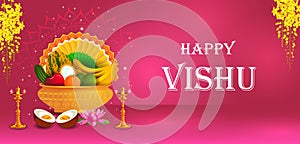 Vishu, Hindu holiday religious festival background for Happy New Year celebrated in South India