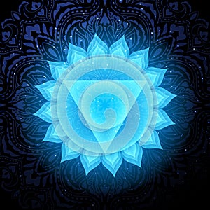 Vishuddha chakra colorful symbol icon. Throat Chakra. photo