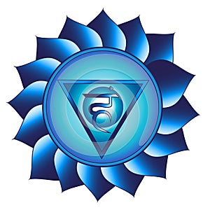 Vishuddha chakra. Fifth, throat chakra symbol