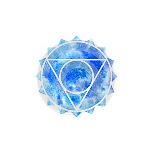 Vishuddha chakra. Sacred Geometry. One of the energy centers in the human body. Object for design intended for yoga.
