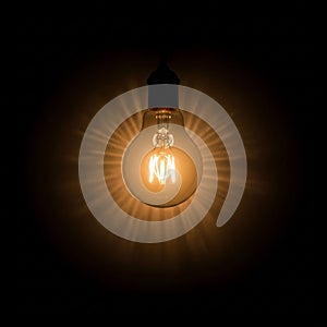 Is visible inside the bulb, creating a starburst pattern of light rays