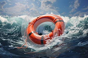Visible Life buoy rescue ring sea. Generate AI