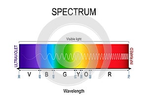 Visible spectrum color. infographic of sunlight color