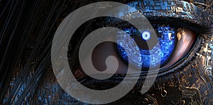 Vision caucasian concept futuristic ocular science human technology eye access sensor data tech digital eye with