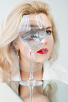 vision correction eye surgery woman water glass