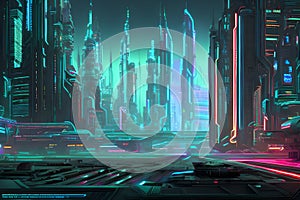 A Vision of Digital Utopia: A Circuit Cyberspace Cityscape with a Futuristic Flair and a Unique Perspective with Generative AI