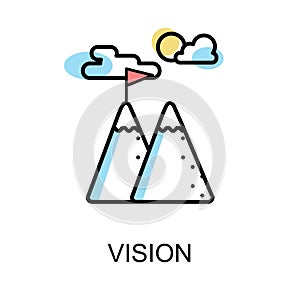 Vision icon and acheive goal on white background illustration de photo