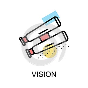 Vision icon and binocular on white background illustration design.vector photo