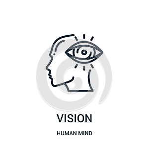 vision icon vector from human mind collection. Thin line vision outline icon vector illustration. Linear symbol for use on web and