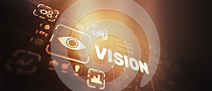 Vision Icon on virtual screen. Business vision presentation