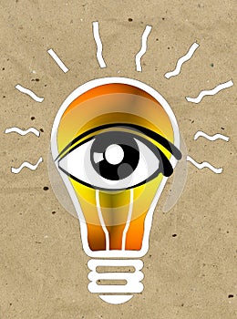 Vision and ideas sign,eye icon,light bulb symbol,search symbol