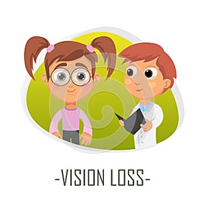 Vision loss medical concept. Vector illustration.
