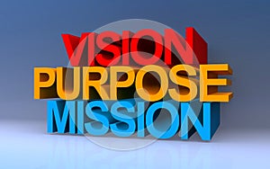 vision purpose mission on blue