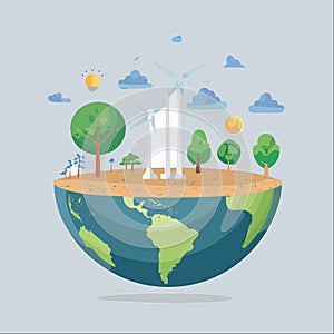 EcoFriendly World with Wind Power Concept