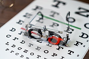 Vision test at optician lab