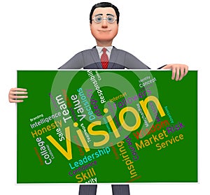 Vision Word Shows Future Goal And Aspire