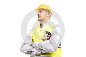 Visionary architect or builder looking up