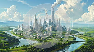 Visionary cityscape with sustainable core